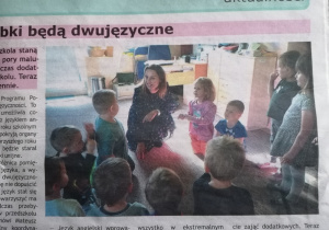 Fragment aleksandrowskiej gazety promującej działania przedszkola.